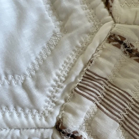 MCM Vintage Colorful Handmade Quilt Octagon Mixed Material 60x94 Flower